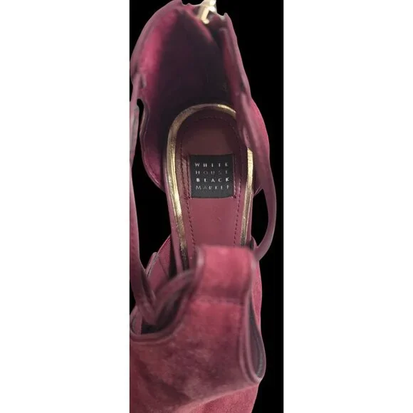White House Black Market Wine Red Suede Ankle Strap High Heels - Picture 8 of 10